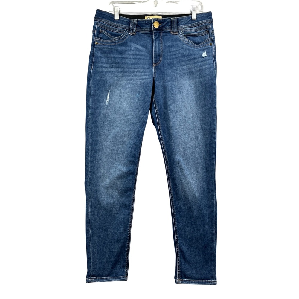 Democracy Skinny Jeans Women 12 Blue Denim Pant Ab Technology Stretch Distressed